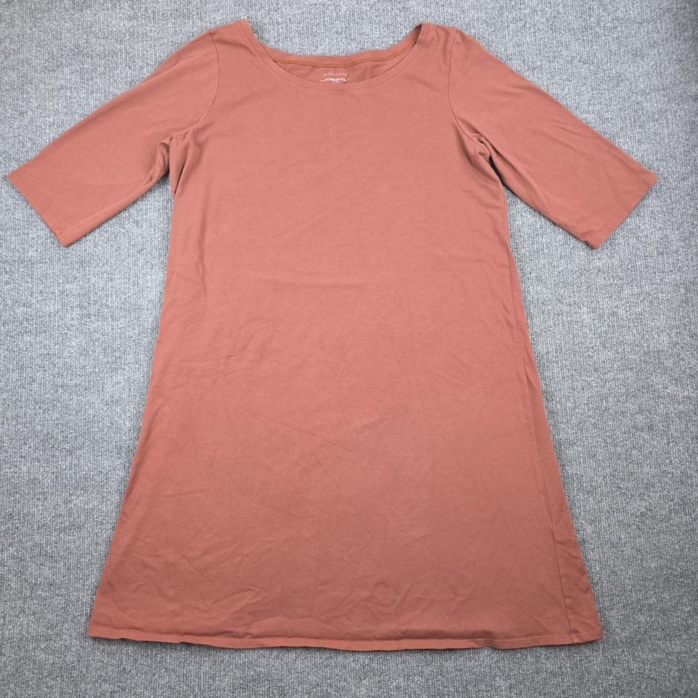 Eileen Fisher Dress Womens XL Orange Jersey T-Shirt A-Line Stretch Knit Casual